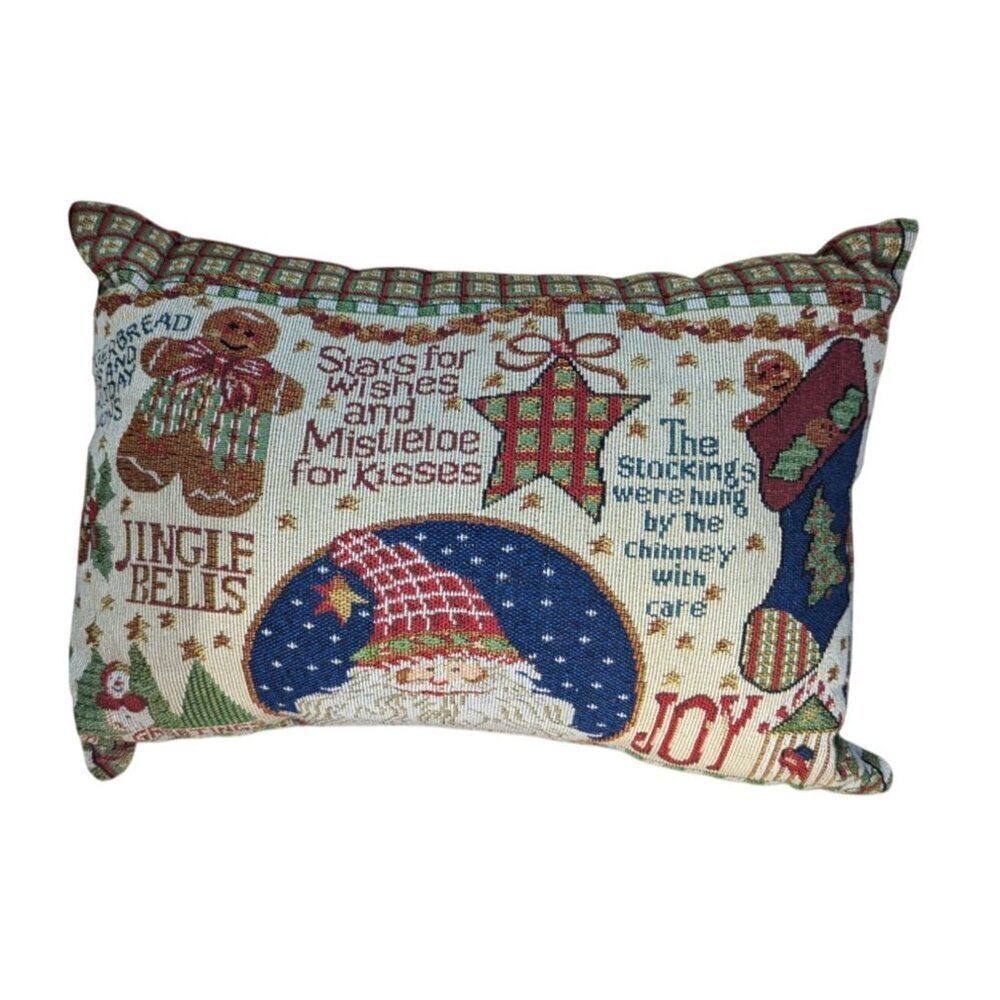 Decorative Christmas Pillow With Santa & Holiday‎ Greetings 16" X 11"Christmas